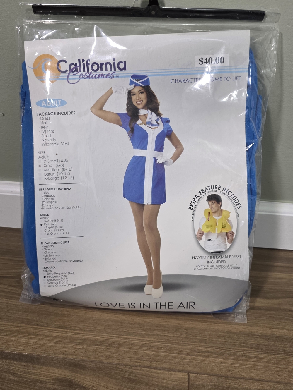 California Costumes Royal Blue and White Flight Attendant Dress for Kids